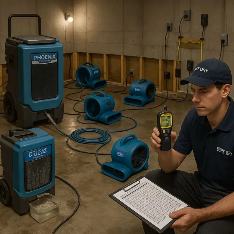 Structural Drying and Dehumidification process in North Fork Village, OH